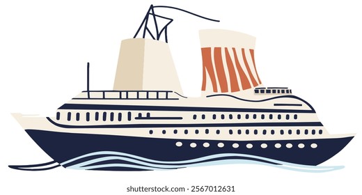 Vector illustration of modern and old ships