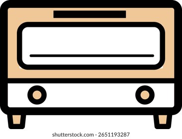 Ilustração vetorial de uma moderna torradeira de forno sobre fundo transparente, dispositivo de cozinha compacto e simples