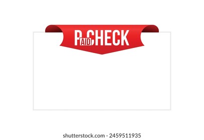 Vector illustration modern paid check banner, Isolated web element.