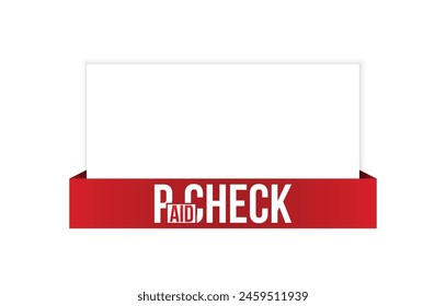 Vector illustration modern paid check banner, Isolated web element.