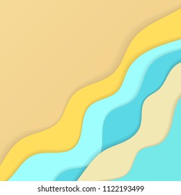 Vector illustration of modern paper cut style background,abstract waves and curves design.