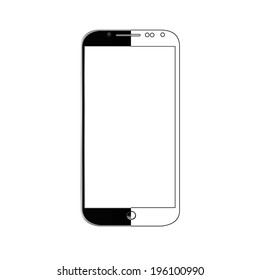 vector illustration of a modern phone and drawn close