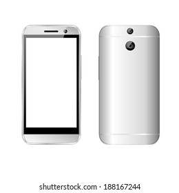 vector illustration of a modern phone with rear and front view on white background