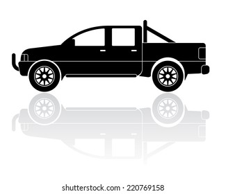 Vector Illustration of modern pickup truck silhouette