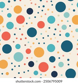 Ilustración vectorial del diseño moderno del patrón de los lunares con los diversos tamaños de los puntos y una paleta de color mínima.
