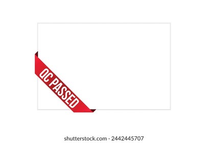 Vector illustration modern QC passed banner, Isolated web element.