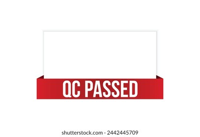 Vector illustration modern QC passed banner, Isolated web element.