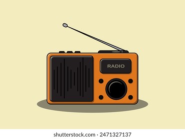 Vector illustration of modern radio with antenna