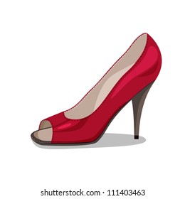 Vector illustration of modern red leather shoe on white background