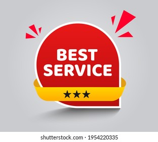 Vector Illustration Modern Red Round Label With Text Best Service.
