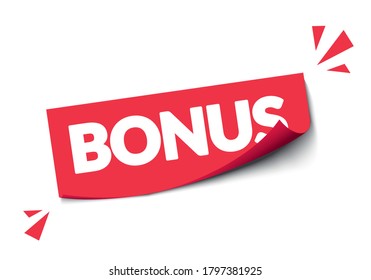 Ilustración Vectorial Bonus Moderno De Pegatina Roja Con Efecto 3D.