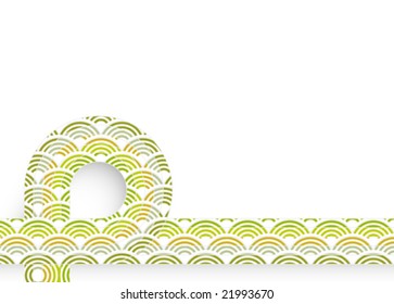 Vector illustration of a modern retro half circles sheet with corner curl.