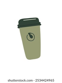 Vector illustration of a modern reusable cup in a clean and simple cartoon style, perfect for sustainability and environmental campaigns