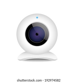 vector illustration of a modern round white Web camera on white background