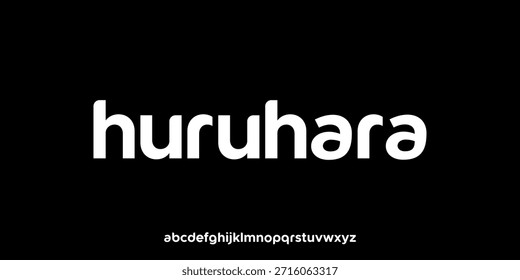 Vector illustration of a modern sans serif style alphabet font with soft and friendly rounded letter shapes.