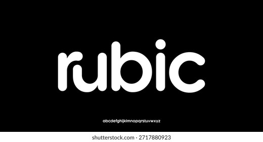 Ilustración vectorial de una moderna pantalla de letras de estilo sans-serif con Formas redondeadas y audaces, dando una impresión amigable, limpia y contemporánea.