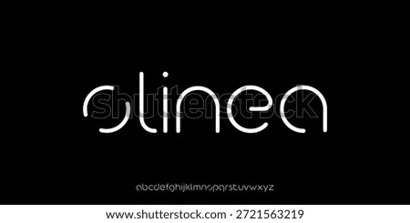 A vector illustration of a modern sans-serif style alphabet font with thin lines and soft curves. It gives a futuristic, clean, and elegant impression.