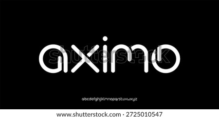Vector illustration of a modern sans-serif style alphabet font with rounded shapes, clean monoline strokes, and soft curves.