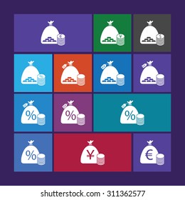 vector illustration of modern set icon money bag