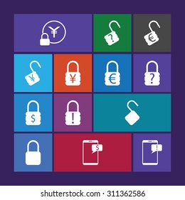 vector illustration of modern set icon money lock