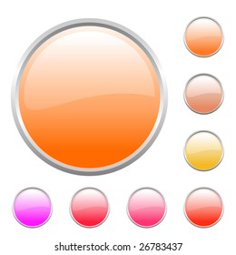 Vector illustration of modern shiny round buttons set