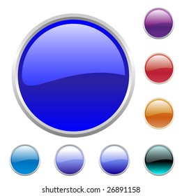 Vector illustration of modern shiny round buttons set