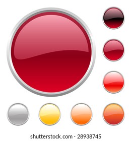Vector illustration of modern shiny round buttons set