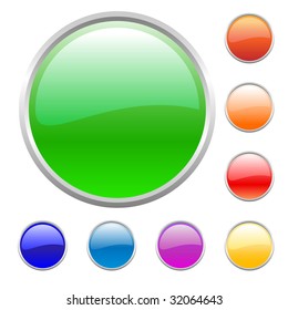Vector illustration of modern shiny round buttons set