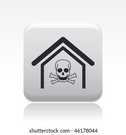 Vector illustration of modern single icon depicting a house with a danger signal