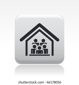 Vector illustration of modern single icon depicting many people in a house