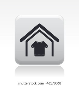 Vector illustration of modern single icon depicting a house with the symbol clothing