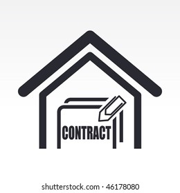 Vector illustration of modern single icon depicting a contract for the purchase of a home
