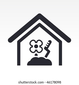Vector illustration of modern single icon depicting a gardening home