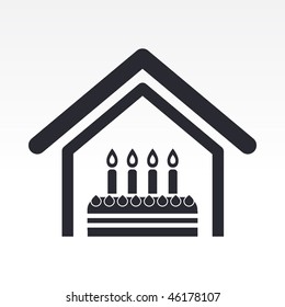 Vector illustration of modern single icon depicting a birthday party at home