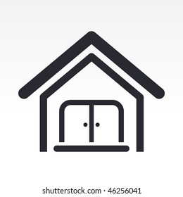 Vector illustration of modern single icon depicting a house with closed doors