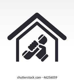 Vector illustration of modern single icon depicting a home phone