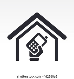 Vector illustration of modern single icon depicting a cordless phone home