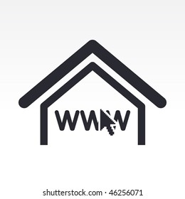 Vector illustration of modern single icon depicting a web connection at home