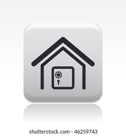 Vector illustration of modern single icon depicting a strongbox in a house