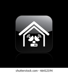 Vector illustration of modern single icon depicting an antenna in a house