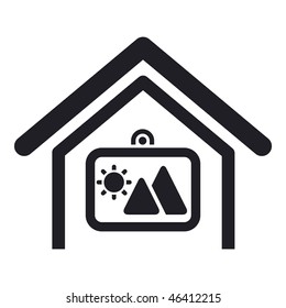 Vector illustration of modern single icon depicting a painting in a house