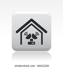 Vector illustration of modern single icon depicting an antenna in a house
