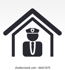 Vector illustration of modern single icon depicting a police barracks