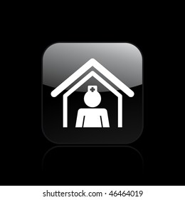 Vector illustration of modern single icon depicting a home care nurse or in hospital