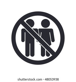 Vector illustration of modern single icon depicting the symbol of "access forbidden" for couple