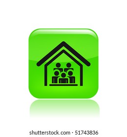 Vector illustration of modern single icon depicting many people in a house