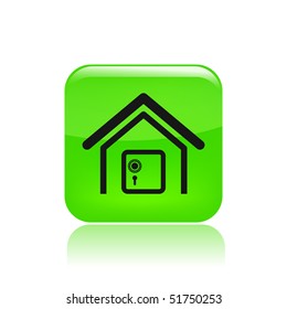 Vector illustration of modern single icon depicting a safe in a house