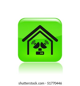 Vector illustration of modern single icon depicting an antenna in a house