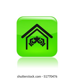 Vector illustration of modern single icon depicting a video games playing at home