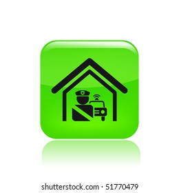 Vector illustration of modern single icon depicting a deposit of police car